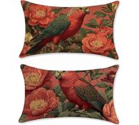 Rojo Funda Cojin 50x80 Aves Funda Almohada Juego de 2 Terciopelo Cojines Infantiles Cojines Cama Decorativos Rectangular Fundas Cojin Pillow Case Exterior Impermeable, Home Decoration s-302