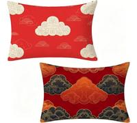 Rojo Funda Cojin 60x80 cm Lino Juego de 2, Nube Cojines Exterior Impermeable para Home Decoration, Funda Almohada 80 con Cremallera Oculta, Regalos Originales para Mujer, Lavable A MáQuina 169-W