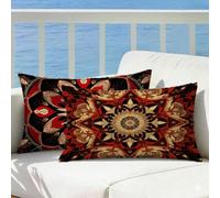Rojo Funda Cojin 60x80 Juego de 2 Boho, Cojines Exterior Impermeable Lino Decorativos Funda Almohada Patrón Impresión Doble Cara con Cremallera para Cojines Cama Sofá Decoración Hogar Regalo, Cod748