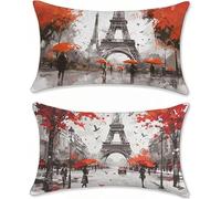 rojo Funda Cojin 60x90 Torre de hierro Funda Almohada Juego de 2 Terciopelo Cojines Infantiles Cojines Cama Decorativos Rectangular Fundas Cojin Pillow Case Exterior Impermeable, Home Decoration s-329