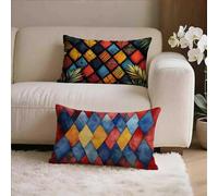 Rojo Fundas Cojines 45x45 Juego de 2, GeometríA Fundas Cojines 45x45, Suave Terciopelo Cuadrado Pillow Case con Cremallera Oculta, Cushion Covers para Decoracion Hogar Sofás, Regalo Mujer L-m8518