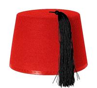 ROJO GORRO DE MUEBLES CON BASE DE FIELTRO FEZ TURCO MACIZA MODELO LARGO COOPER NEGRO UNISEX CON JUEGO DE OBJETIVOS FANCY BORLAS E INSTRUCCIONES PARA HACER VESTIDOS