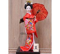 Rojo Japonés Figurilla De Geisha, Mano Belleza Kimono Pequeña Estatua Estatuilla Mini Ornamento Creativo Vintage Collectibles Art Deco Regalos para Casa Salón Dormitorio