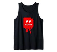 Rojo Lightening Eyes Scared Block Face Red Graphic Camiseta sin Mangas