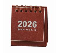 (Rojo) Mini calendario simple 2026, pequeño calendario de escritorio, planificador creativo de espiral