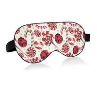 Rojo Navidad Candy Cane Lollipop Seamless On White Eye Masks Cover Blocks Light Sleep Mask Shade Cover Blindfold Relajante Eyeshade Cover con correa ajustable para la cabeza para hombres, mujeres y ni