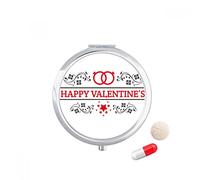 Rojo Negro feliz día de San Valentín Travel bolsillo píldora caso medicina dispensador espejo regalo caja de almacenamiento