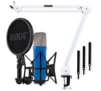 Rojo NT1 Signature Cobalt Studio Micrófono Azul cobalto con Keepdrum MS138WH brazo bisagra trípode Blanco