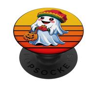 Rojo Oro Y Verde Halloween, Fantasma Rasta, Fantasma Reggae PopSockets PopGrip Adhesivo