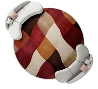 Rojo Oscuro Alfombra Redonda con patrón Retro Art Déco Marroquí Lavable, Alfombras para Sala de Estar de Pelo Corto, 100 cm para Pasillo Cama Comedor alfombras de Suelo Que no se