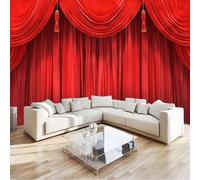 Rojo Papeles Pintados de Pared telón de teatro Fotomurales 400x280 cm Tejido No Tejido Papel Tapiz Fotográfico Decorativos Murales Dormitorio Oficina Hotel Spa