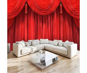 Rojo Papeles Pintados de Pared telón de teatro Fotomurales 400x280 cm Tejido No Tejido Papel Tapiz Fotográfico Decorativos Murales Dormitorio Oficina Hotel Spa