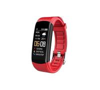(Rojo) Pulsera de fitness con podómetro, monitor de presión arterial y frecuencia cardíaca, resistente