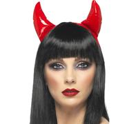 Rojo PVC Cuernos de Diablo sobre Diadema Mujer Halloween Accesorio de Disfraz