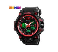 (Rojo) Relojes deportivos militares de lujo de la marca SKMEI para hombre, reloj digital de cuarzo resistente