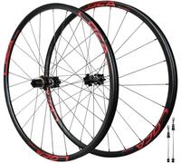 Rojo, Ruedas para Bicicleta De Carretera De Grava 700C Llantas 24H Rueda con Freno De Disco Liberación Rápida Delantera 100Mm Trasera 135Mm Buje Straight-Pull, para Cassette De 7-12 Velocidades