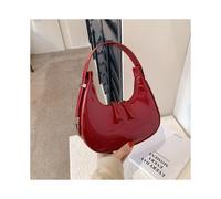(Rojo S) Bolso de media luna vintage de cuero sintético, pequeño bolso de mano de lujo para mujer, bolsos de hombro