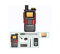 (Rojo) Walkie Talkie UV-K6 de 5 W, radio de banda aérea, tipo C, carga UHF, VHF, DTMF, FM, codificador,