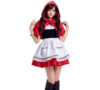 Rojo,XL,Disfraz De Caperucita Roja para Adultos, Princesa De Cuento De Hadas Cosplay Carnaval Halloween