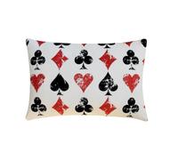 Rojo y negro Decorativo Funda de cojín lumbar 30x55 cm | Moderno Terciopelo Funda de Cojín Abstracto | Naipes Fundas de almohada para sofá y sala de estar, decoración del hogar - Royal Flush