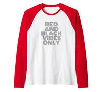 Rojo Y Negro Vibes Only High School Football Game Team Camiseta Manga Raglan