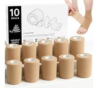 Rokehr Venda Cohesiva, 10 Rollos 7.5cmX4.5m Venda Cinta Bendaje Adhesiva, Vendas Autoadhesivas Humana y Animal, Tape Vendaje Deportivo, Vendaje Elástico para Muñeca Tobillo Dedos (Beige)