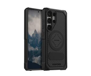 Rokform, Rugged, Funda compatible con Galaxy S25 Ultra, cubierta magnética con bloqueo giratorio, armadura probada contra caídas, Negro