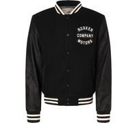 Rokker College Chaqueta de cuero/textil de moto, negro-blanco, tamaño 3XL para Hombres