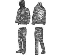 Rokker TRC Camo-Reflective, traje de lluvia 2pcs XS male Gris Claro/Gris