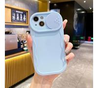 Rokmym Compatible avec iPhone 15 Pro Max Coque avec caméra deslizante Coque bord Ondulé en Silicone TPU Souple Ultra Fin Cover Protection Antigolpes, Funda Funda para iPhone 15 Pro Max,Bleu