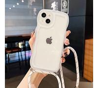 Rokmym Coque pour iPhone 12 Pro Max avec Cordon de Collier, Transparent Coque Grande Bordure ondulé en Silicone Bumper Coque (Longitud ajustable) Protection antichoc Housse pour iPhone 12 Pro Max