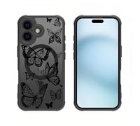 Rokmym Funda compatible con iPhone 17 Pro Max Transparente con Mag-Safe Love Patrón Carcasa Dura PC Parte trasera Delgada Anti-Caída Resistente a los Golpes Carcasa Resistente a los arañazos para