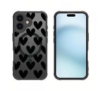Rokmym Funda compatible con iPhone 17 Pro Max Transparente con Mag-Safe Love Patrón Carcasa Dura PC Parte trasera Delgada Anti-Caída Resistente a los Golpes Carcasa Resistente a los Arañazos para