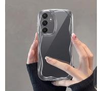 Rokmym Funda compatible con Samsung Galaxy S23 FE, con forma de marco de ondas rizadas, para mujeres y niñas, de silicona suave, resistente a los golpes, transparente