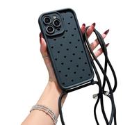 Rokmym Handyband für iPhone 17 Pro 6,3" Hülle mit Band,Aesthetic Muster Herz Case mit Kordel zum Umhängen,Weich TPU Stoßfest Mädchen Schutzhülle für iPhone 17 Pro, Liebe