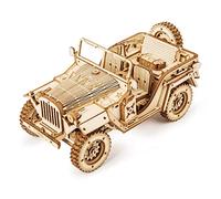 ROKR Car Madera Maquetas para Construir - Maquetas para Montar - Set de Construcción Puzzle 3D para niños y Adultos (Army Jeep)