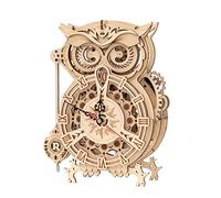 ROKR - Kit de reloj de pared de búho de madera en 3D para construir para adultos, regalo para la decoración del hogar (LK503)