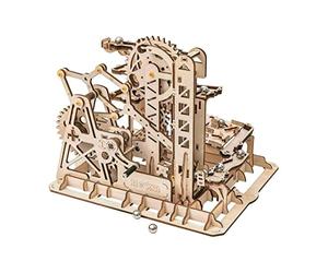 ROKR Marble Roller Coaster Clockwork Mechanical 3D Puzzle Game Woodcraft Kit Adulto Craft Set Puzzle Present (Torre Coaster)