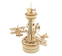 ROKR Puzzle 3D Adultos Maquetas de Madera para Construir Montar Avión Torre - Airplane-Control Tower