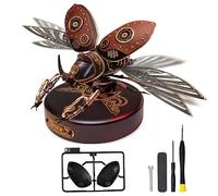 ROKR Puzzle 3D De Metal Escarabajo Cyberpunk Y ABS Adultos MI01 | Maqueta para construir, rompecabezas de insecto, regalo, alas móviles, efectos de luz LED, montaje guiado
