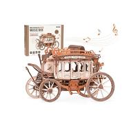 ROKR Puzzle 3D Madera Maquetas para Construir Adultos, Caja de Música Mecánica Diligencia, Kits de Construcción de Modelos, Regalos de Cumpleaños para Niños y Adultos, Stagecoach, AMKA1