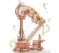 ROKR Rompecabezas de madera 3D con arpa mágica, caja de música, kits de manualidades mecánicas, kit de modelo de madera musical vintage para adultos, decoración del hogar, regalo para constructores de