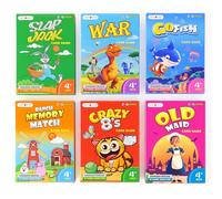 rokt&razo Paquete mejorado de juegos de cartas para niños, paquete divertido 6 en 1, Go Fish, Old Maid, Crazy Eights, Memory Match, Slap Jack, War, cartas educativas escolares premium para niños