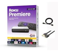 Roku 3920RW-SW Premiere | 4K/HDR Streaming Media Player Wi-Fi Enabled with Premium High Speed HDMI Cable and Simple Remote, with MTC HDMI Cable and USB Extension Cord