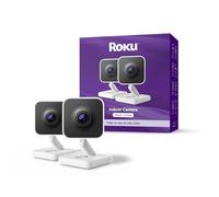 Roku Cámara interior 2024 - Seguridad para el hogar - Paquete de 2 - Cámara de seguridad con cable y monitor de mascotas con visión nocturna a color HD de 1080p, funciona con Alexa y Google, detección