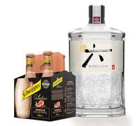 Roku Gin Ginebra Artesanal Japonesa Premium, 43%, 700ml + Schweppes Selection Tónica con Pomelo y Baya de Nepal, Bebida Refrescante - Vidrio, Pack 4x20cl