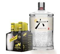 Roku Gin Ginebra Artesanal Japonesa Premium, 43%, 700ml + Schweppes Selection Tónica con un toque de Lima, Bebida Refrescante - Vidrio, Pack 4x20cl