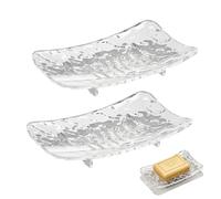 ROKZELT 2 Piezas Jabonera Acrílico Antideslizante, Jabonera para Pastillas de Jabon y Esponja, Saboneteira para Baño, Cocina, Ducha