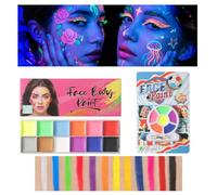 ROKZELT Pintura Fluorescente, 18 Colores, Pintura Facial & Corporal, Maquillaje Infantil, Lavable, No Tóxico, Neon Für Halloween, Carnaval, Navidad, Niños & Adultos
