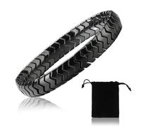 ROKZELT Pulsera de hematita para hombre: piedra natural, diseño inspirado en romanos y vikingos, Hematita, No es una piedra preciosa - Regalo de Cumpleaños, Día del Padre